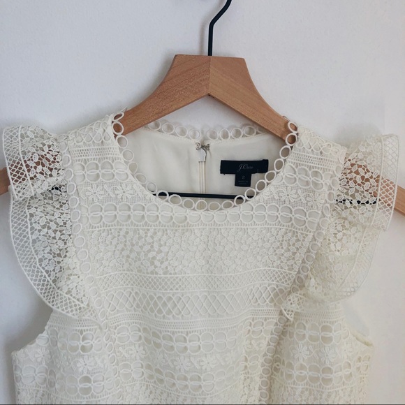 J Crew Cap Sleeve Mixed Lace Ruffle 